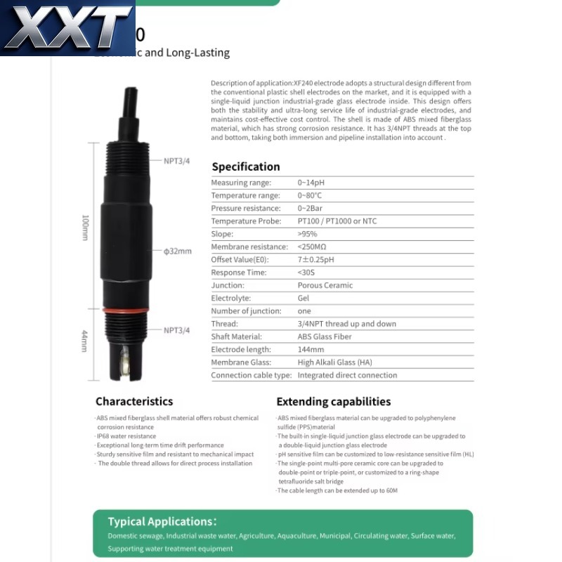 Ph Meter - XXT XF240 Industrial pH Electrode Sensor
