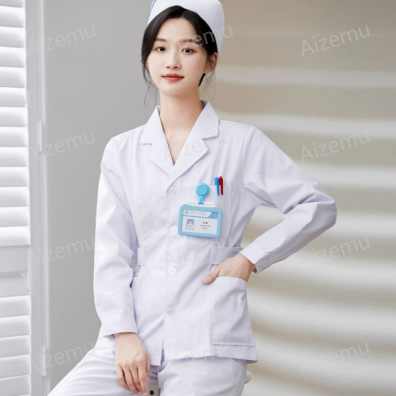 New White Long Sleeve Nurse Un - Medical Lab Coats ulasan dan harga
