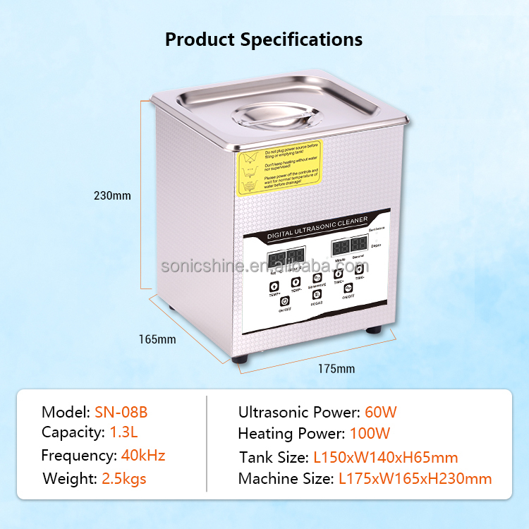SN-08B 1.3L Electric Ultrasoni - Medical Lab Ultrasound ulasan dan harga