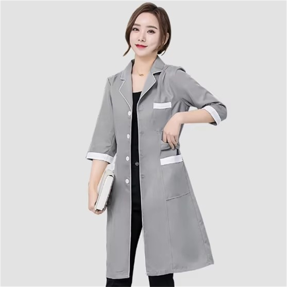 High grade gray solid color sl - Medical Lab Coats ulasan dan harga