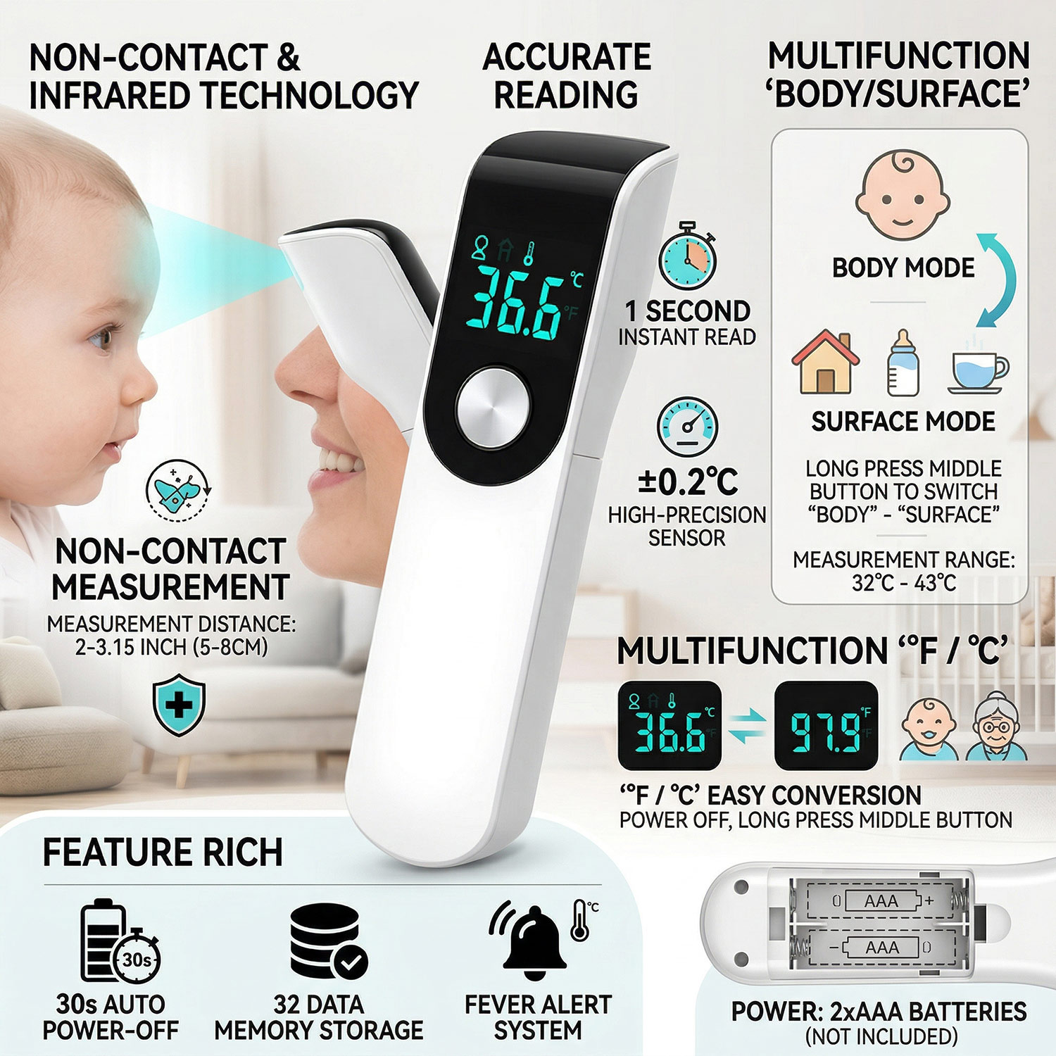Medcial Forehead Thermometer F - Pulse Oximeter ulasan dan harga